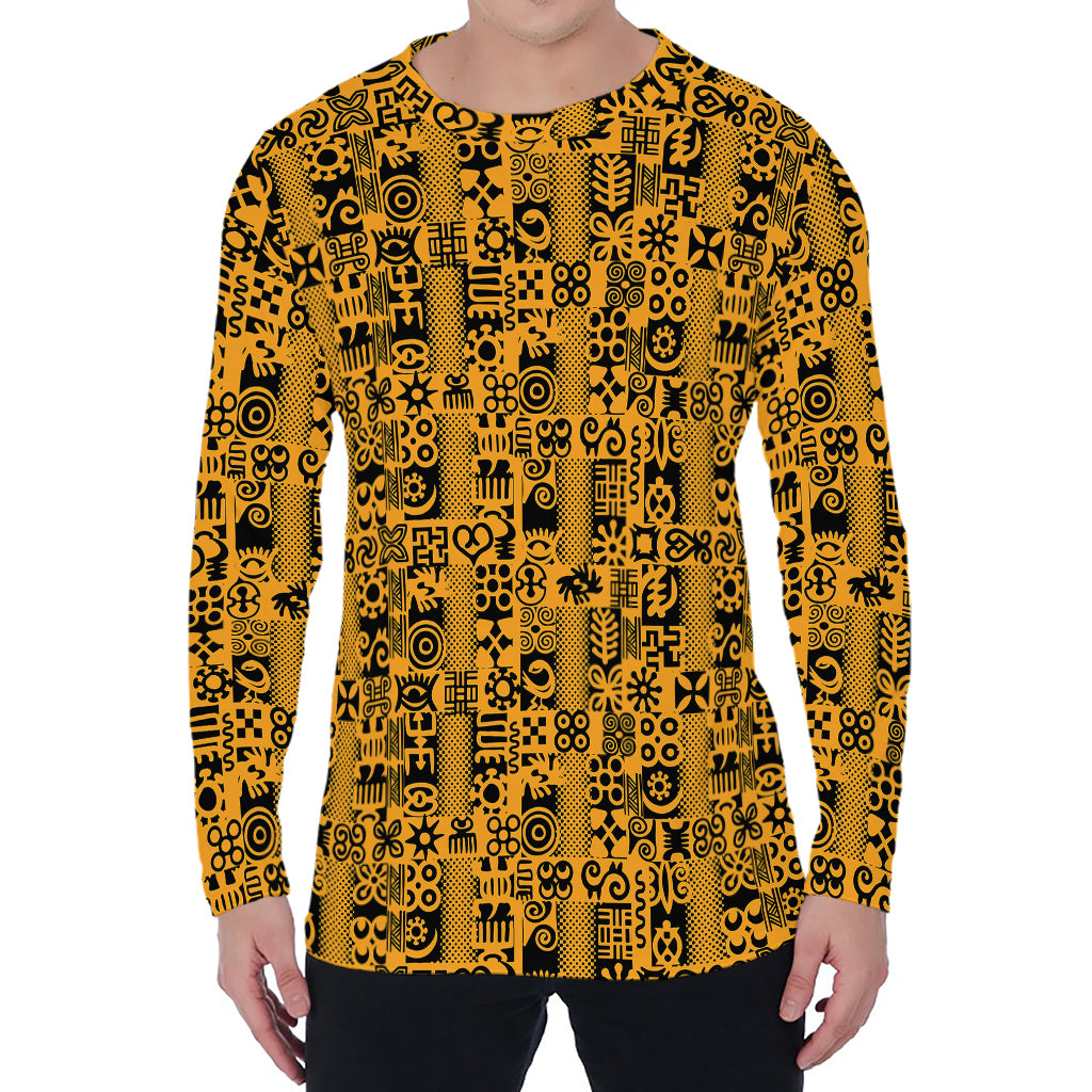 West African Adinkra Tribe Symbols Men's Long Sleeve T-Shirt