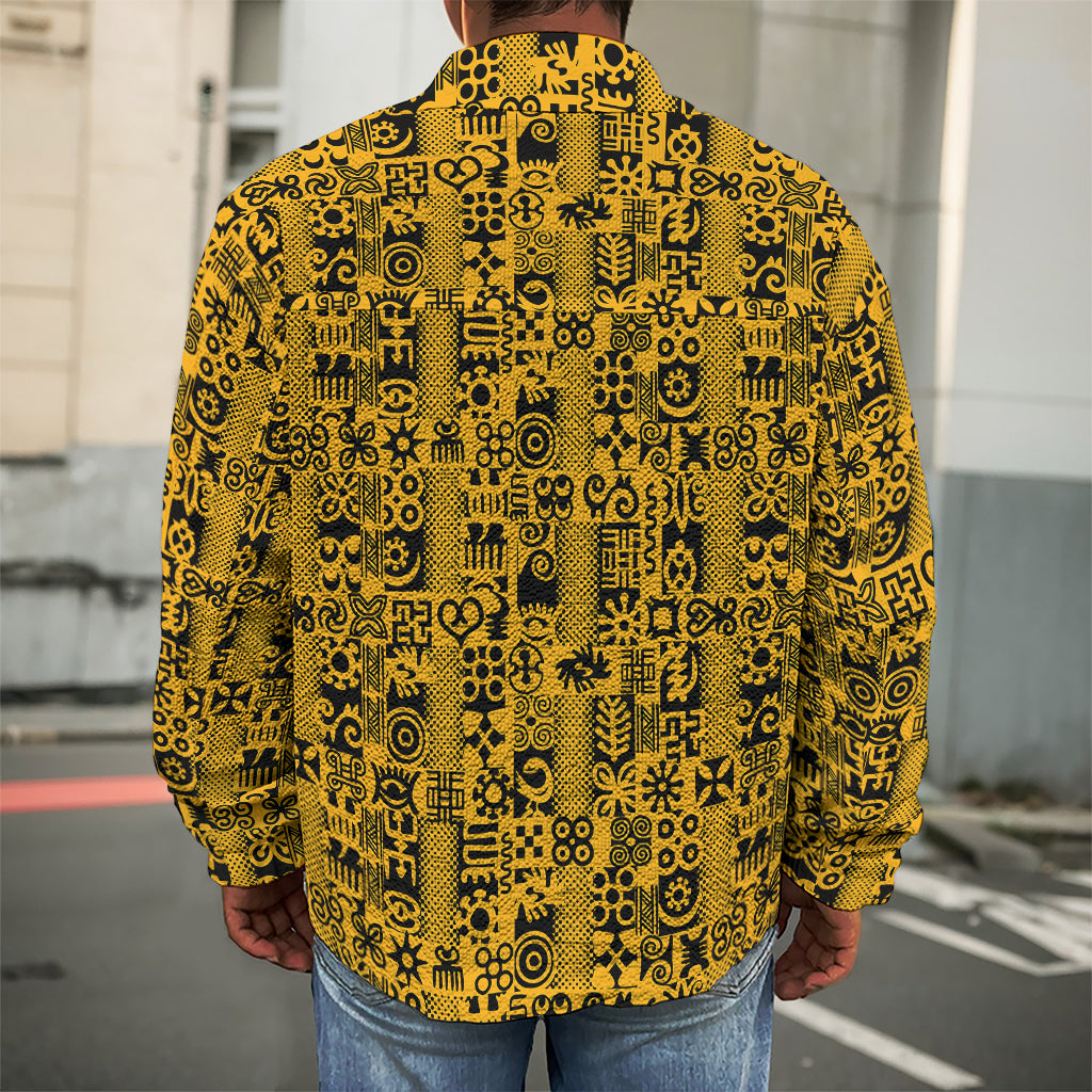 West African Adinkra Tribe Symbols Men's Shirt Jacket