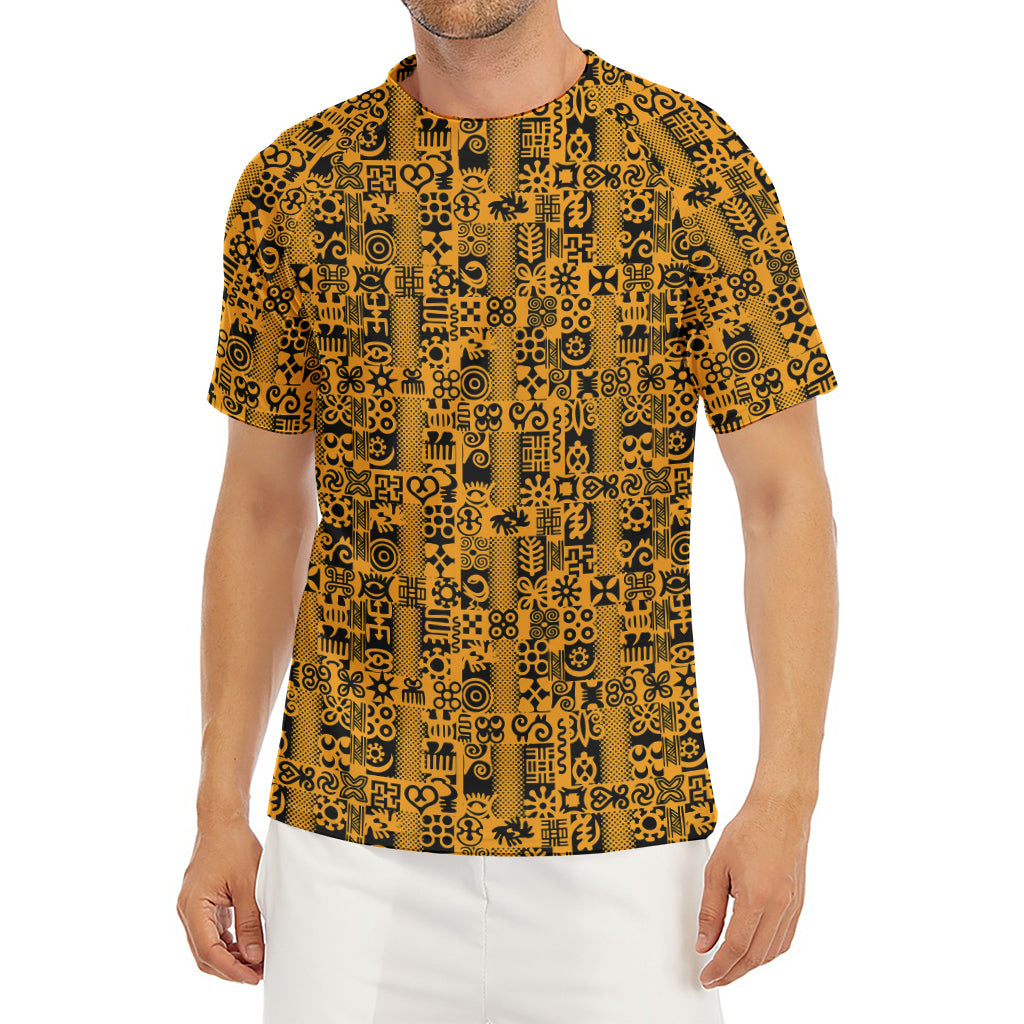 West African Adinkra Tribe Symbols Men's Short Sleeve Rash Guard