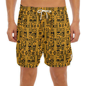 West African Adinkra Tribe Symbols Men's Split Running Shorts