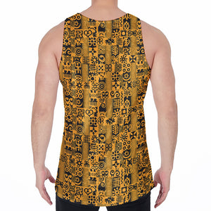 West African Adinkra Tribe Symbols Men's Velvet Tank Top