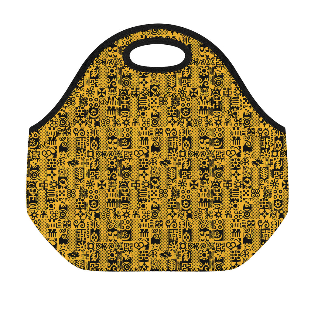 West African Adinkra Tribe Symbols Neoprene Lunch Bag