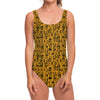 West African Adinkra Tribe Symbols One Piece Swimsuit