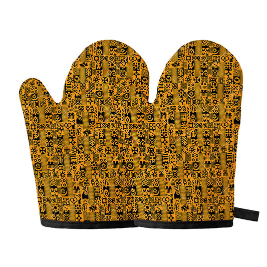 West African Adinkra Tribe Symbols Oven Mitts
