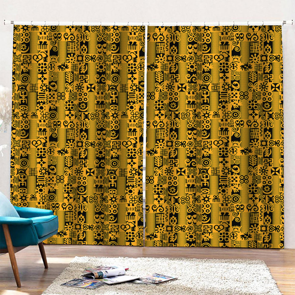 West African Adinkra Tribe Symbols Pencil Pleat Curtains