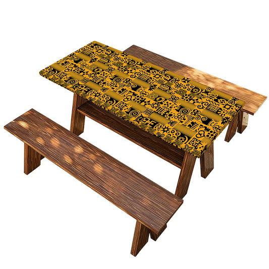 West African Adinkra Tribe Symbols Picnic Table Cover