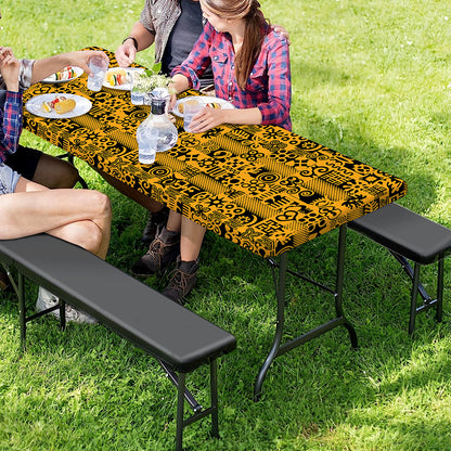 West African Adinkra Tribe Symbols Picnic Table Cover
