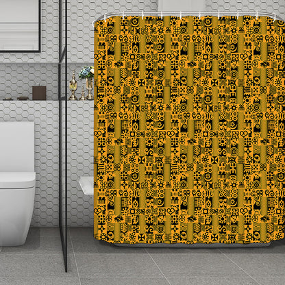 West African Adinkra Tribe Symbols Polyester Shower Curtain