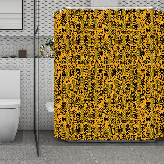 West African Adinkra Tribe Symbols Polyester Shower Curtain