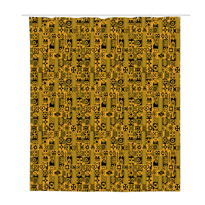 West African Adinkra Tribe Symbols Polyester Shower Curtain