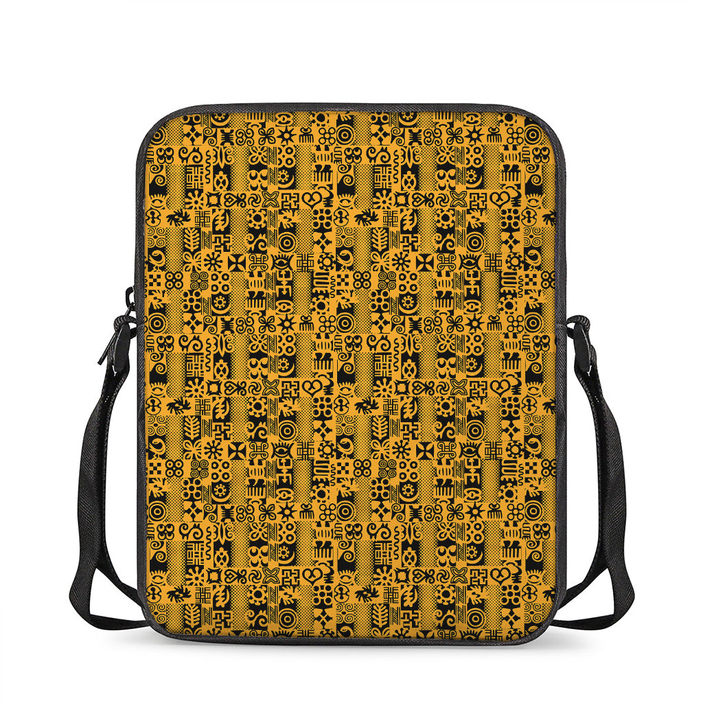 West African Adinkra Tribe Symbols Rectangular Crossbody Bag