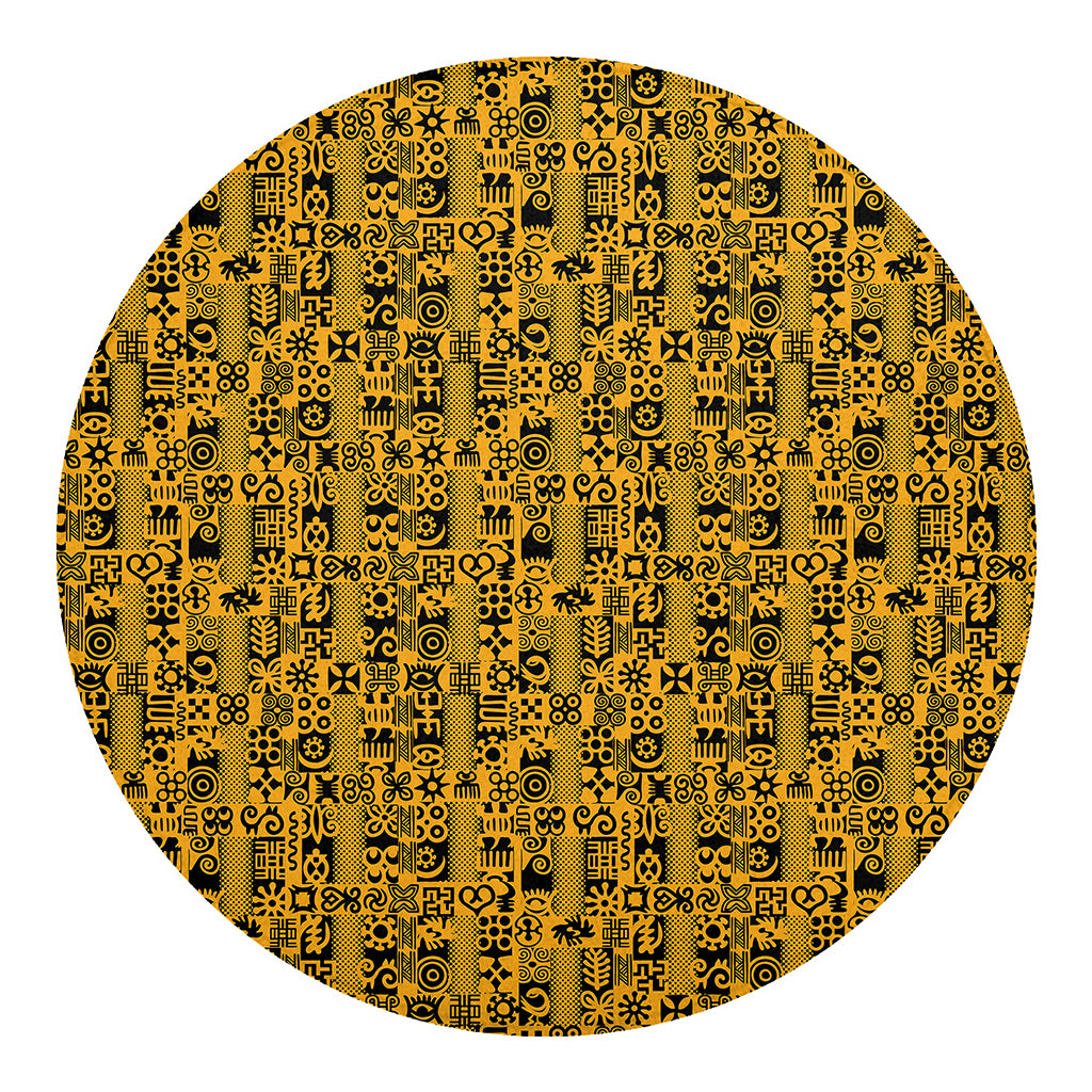 West African Adinkra Tribe Symbols Round Blanket