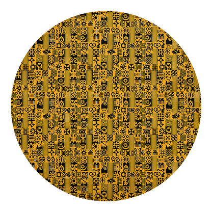 West African Adinkra Tribe Symbols Round Blanket