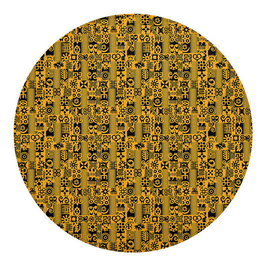 West African Adinkra Tribe Symbols Round Blanket