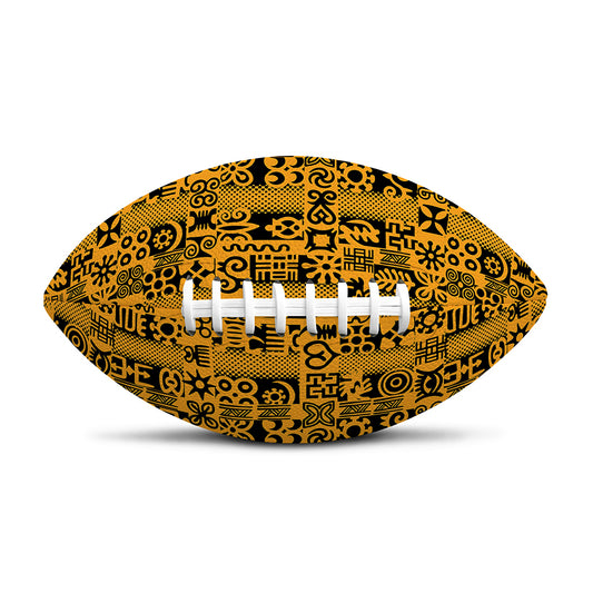 West African Adinkra Tribe Symbols Rugby Ball