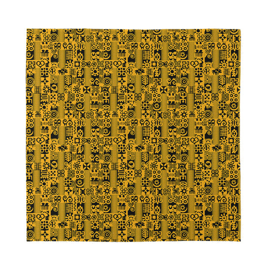 West African Adinkra Tribe Symbols Silk Bandana