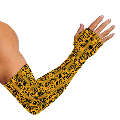 West African Adinkra Tribe Symbols Sun Protection Arm Sleeves