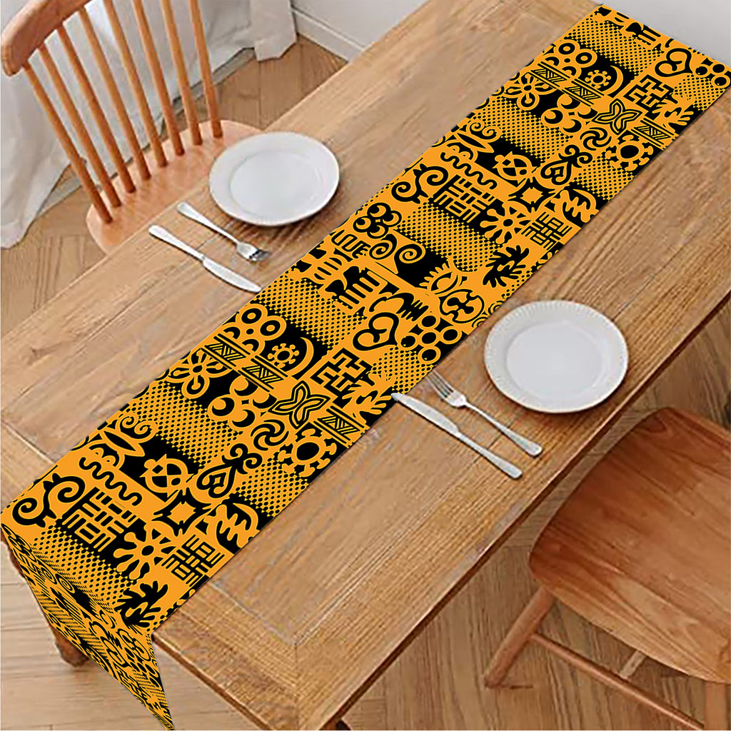 West African Adinkra Tribe Symbols Table Runner