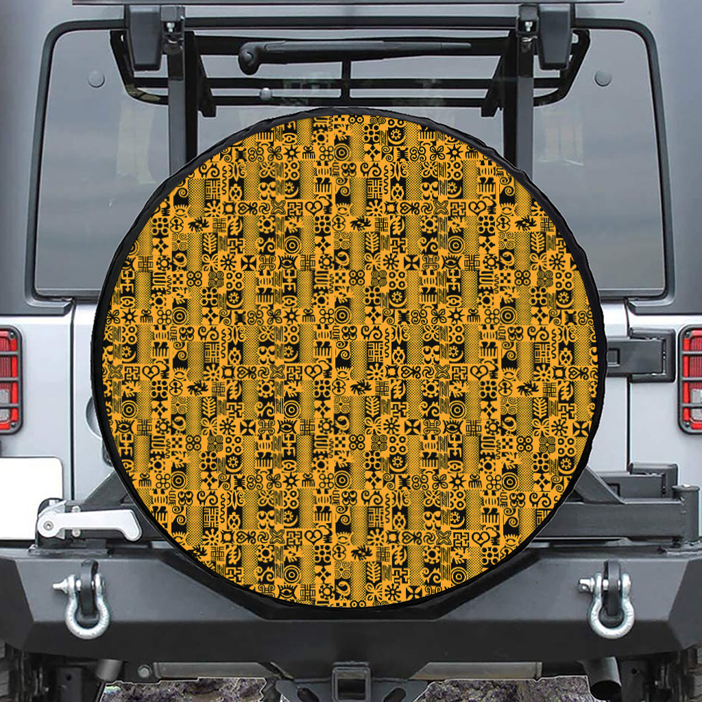 West African Adinkra Tribe Symbols Tire Cover