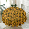 West African Adinkra Tribe Symbols Waterproof Round Tablecloth