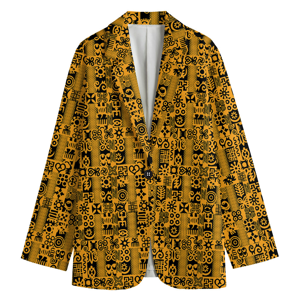 West African Adinkra Tribe Symbols Women's Blazer