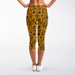 West African Adinkra Tribe Symbols Women's Capri Leggings