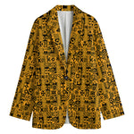 West African Adinkra Tribe Symbols Women's Cotton Blazer