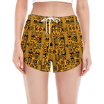West African Adinkra Tribe Symbols Women's Split Running Shorts