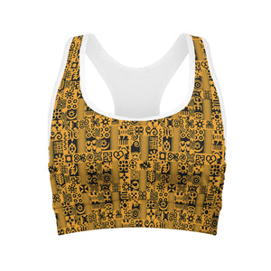 West African Adinkra Tribe Symbols Women's Sports Bra