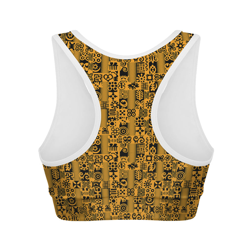 West African Adinkra Tribe Symbols Women's Sports Bra