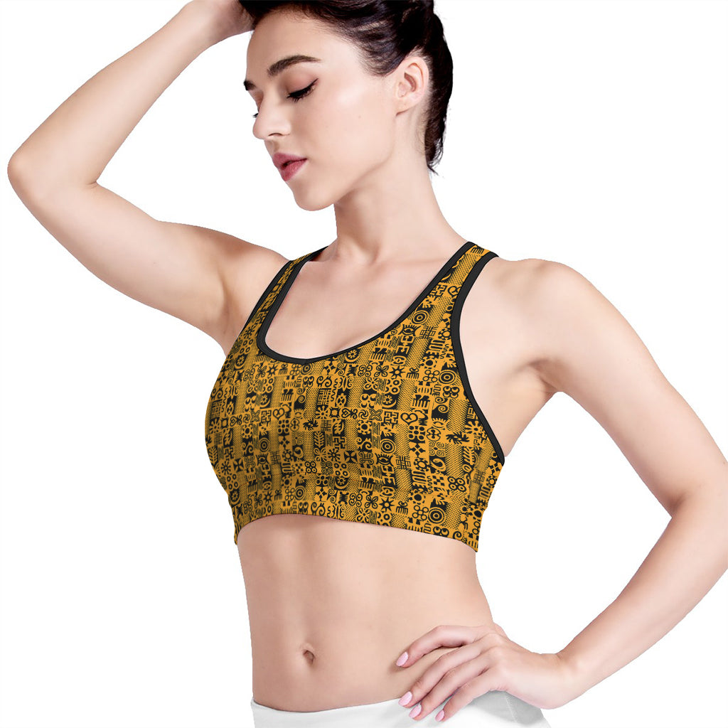 West African Adinkra Tribe Symbols Women's Sports Bra