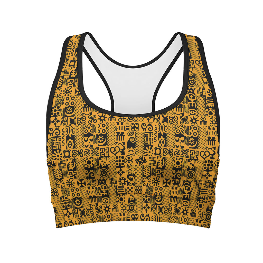 West African Adinkra Tribe Symbols Women's Sports Bra