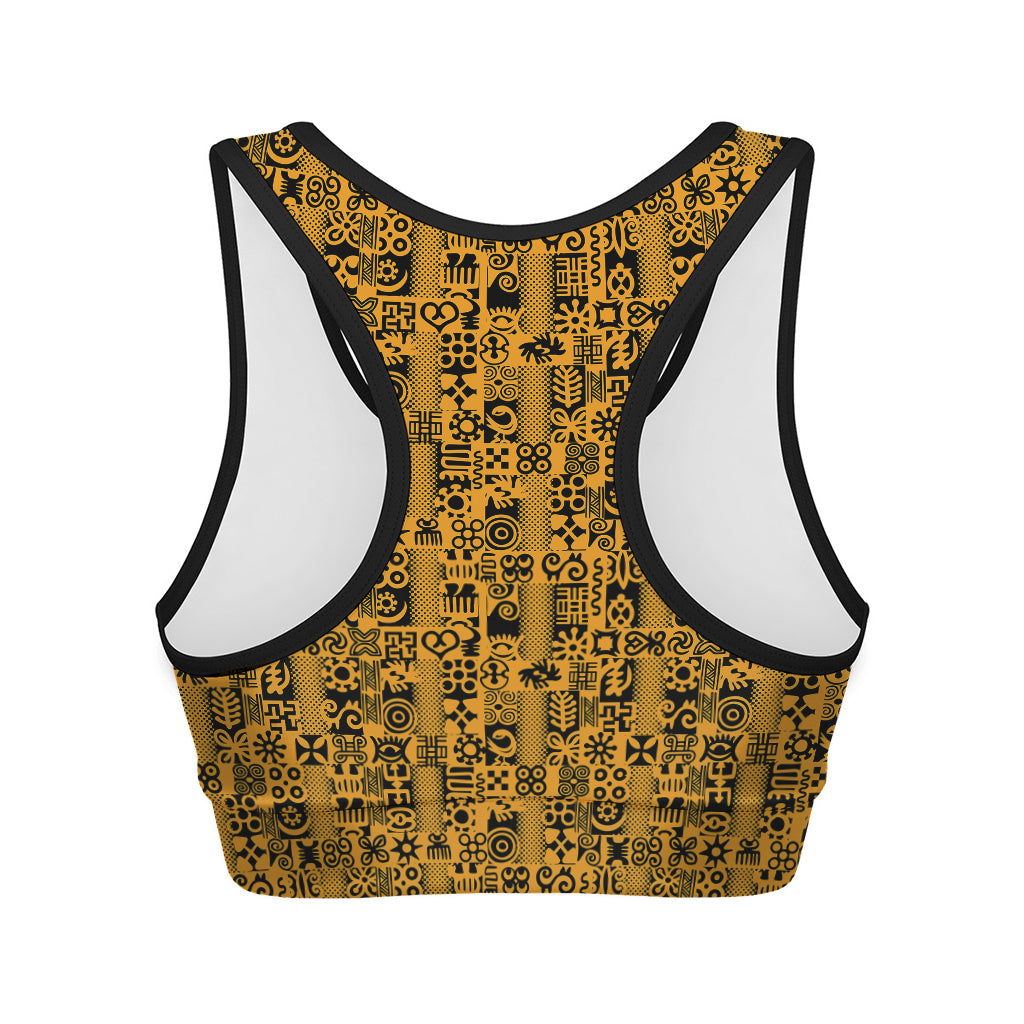 West African Adinkra Tribe Symbols Women's Sports Bra