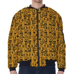 West African Adinkra Tribe Symbols Zip Sleeve Bomber Jacket