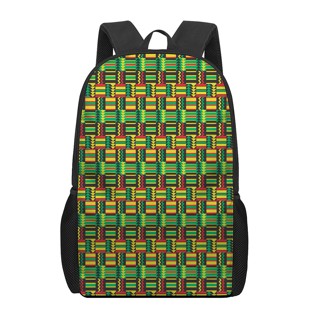 West African Kente Tribal Pattern Print 17 Inch Backpack