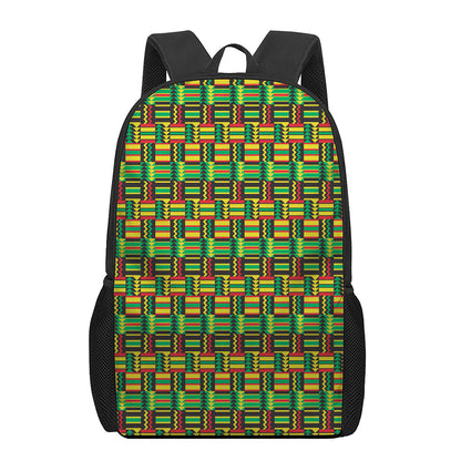 West African Kente Tribal Pattern Print 17 Inch Backpack