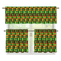 West African Kente Tribal Pattern Print 3 Piece Kitchen Curtains