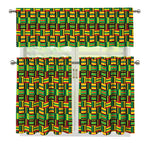 West African Kente Tribal Pattern Print 3 Piece Kitchen Curtains