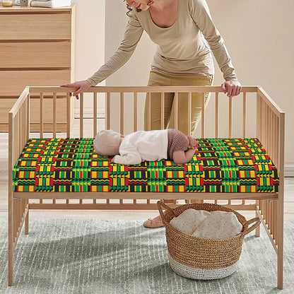 West African Kente Tribal Pattern Print Baby Crib Sheet
