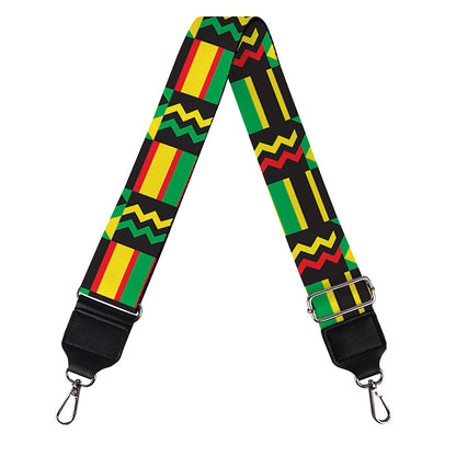 West African Kente Tribal Pattern Print Bag Strap