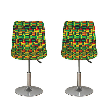 West African Kente Tribal Pattern Print Bar Stool Covers