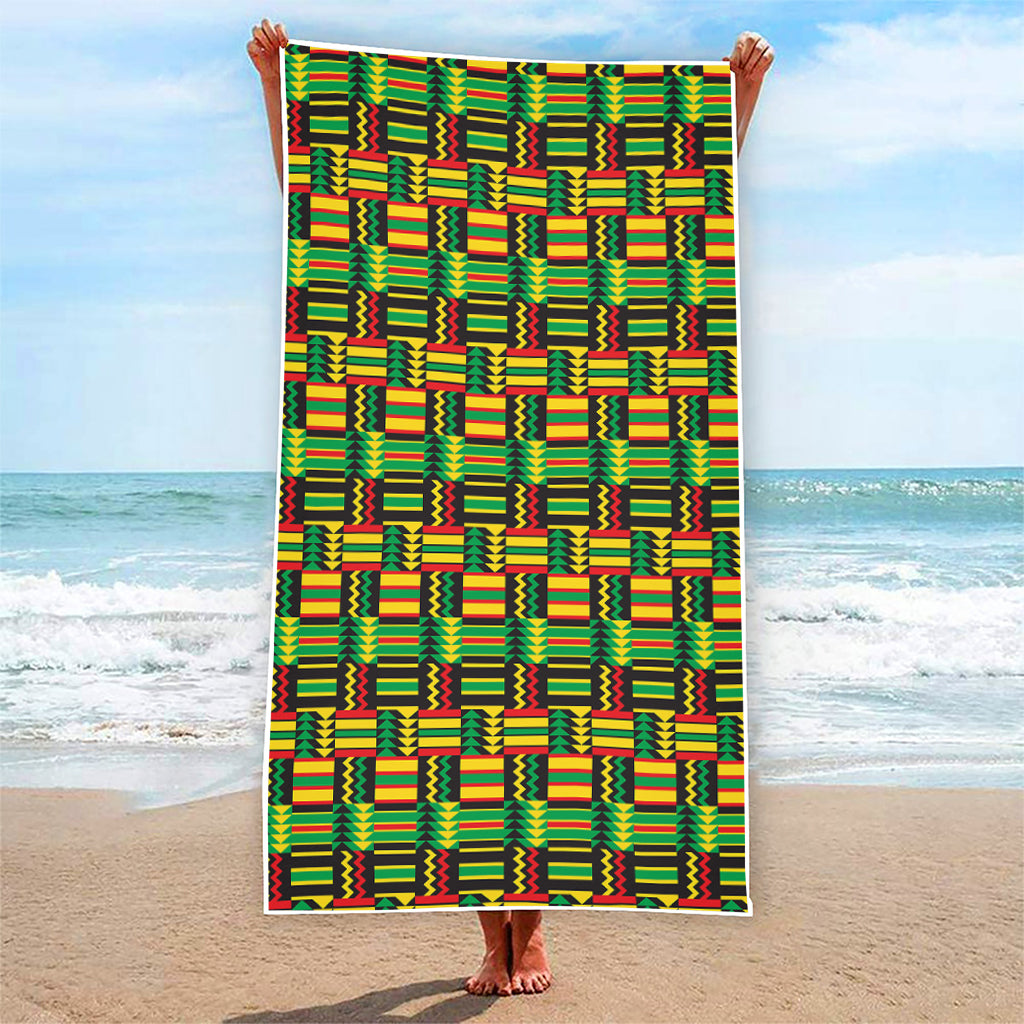 West African Kente Tribal Pattern Print Beach Towel