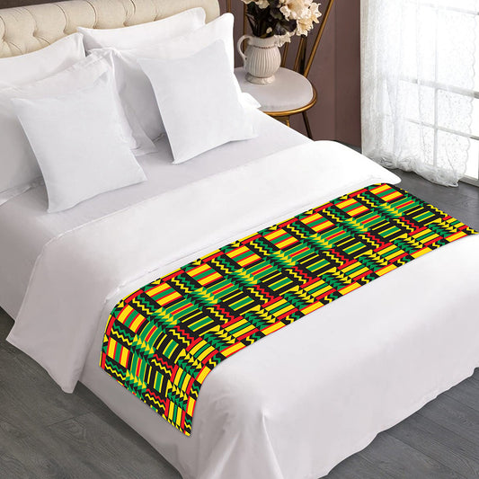 West African Kente Tribal Pattern Print Bed Runner