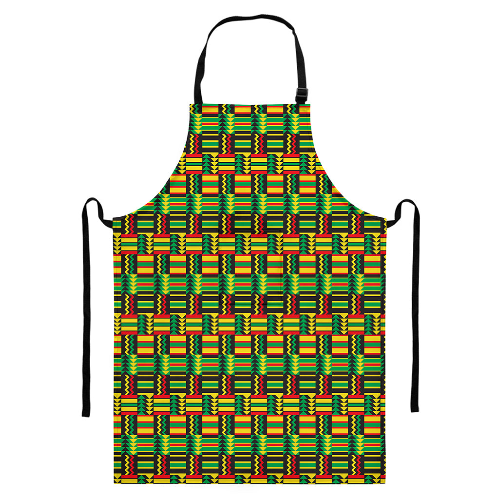 West African Kente Tribal Pattern Print Bib Apron With Pocket