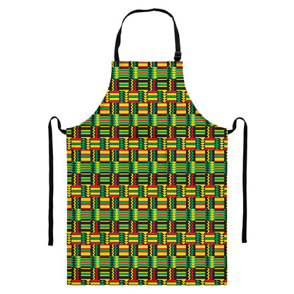 West African Kente Tribal Pattern Print Bib Apron With Pocket