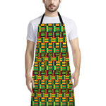 West African Kente Tribal Pattern Print Bib Apron With Pocket