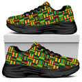 West African Kente Tribal Pattern Print Black Chunky Shoes