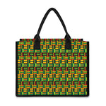 West African Kente Tribal Pattern Print Canvas Tote Bag