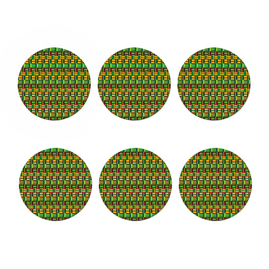 West African Kente Tribal Pattern Print Coaster Set
