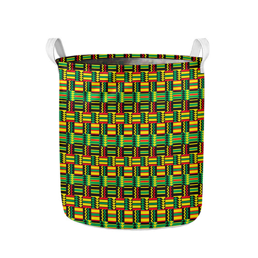 West African Kente Tribal Pattern Print Collapsible Laundry Basket